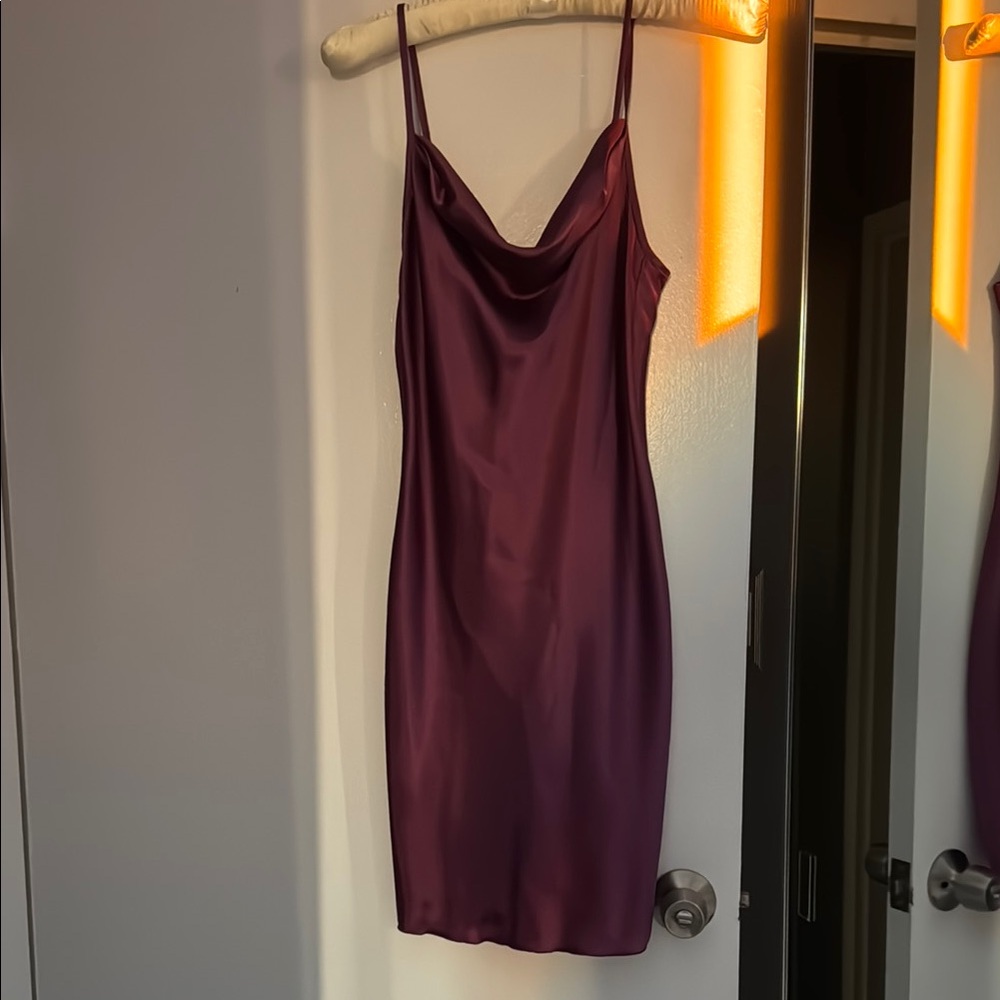Chic Satin Slip Dress in Deep Purple